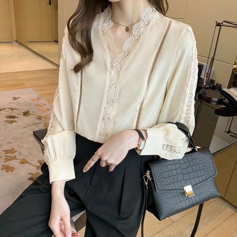 Áo Sơ Mi chiffon Tay Dài Màu Sắc Thời Trang Xuân Thu Phong Cách Phương Tây Cho Nữ