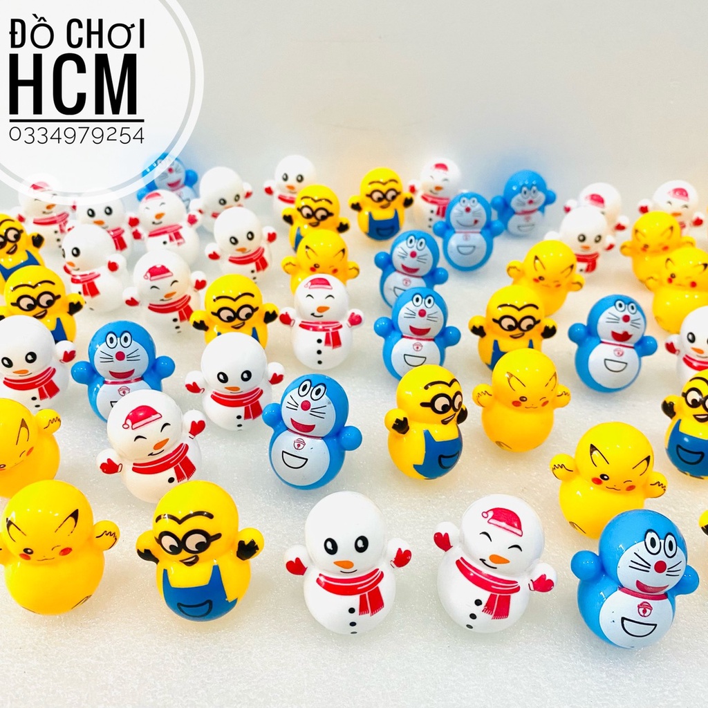 Đồ chơi lật đật mini siêu dễ thương hình Doremon, Pikachu, Minion giúp xả stress, giảm căng thẳng