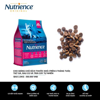 Nutrience Original Cho chó kích thước nhỏ (trên 6 tháng) - Thịt gà, rau củ và trái cây tự nhiên bao