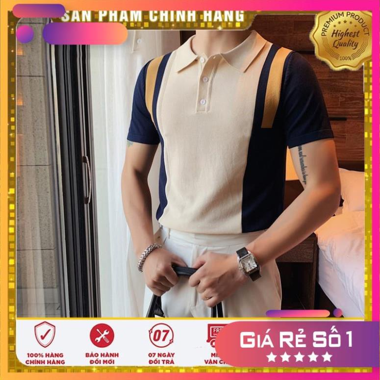 Áo phông nam cổ bẻ, Áo thun nam ngắn tay, polo nam, Phối kẻ tinh tế CMEN