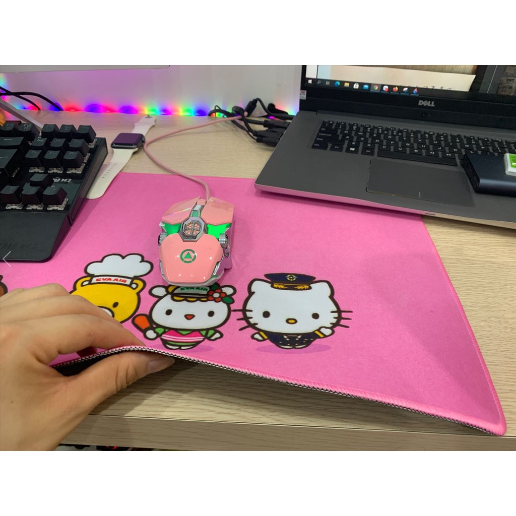 Lót Chuột Game Ziyou Hình Hello Kitty Siêu Cute, Pad Cỡ Lớn 800mmx300mm May Viền 2 Lớp Dày Chống Thấm Nước