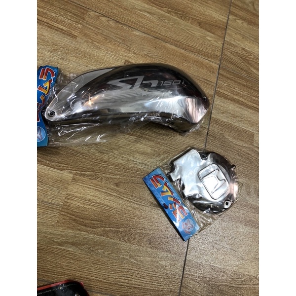 Trọn bộ 2 món ốp (bầu gió (pô e ) +đầu máy ) xe SH nhập khẩu ý -inox cao cấp giá rẻ mẫu mã đẹp