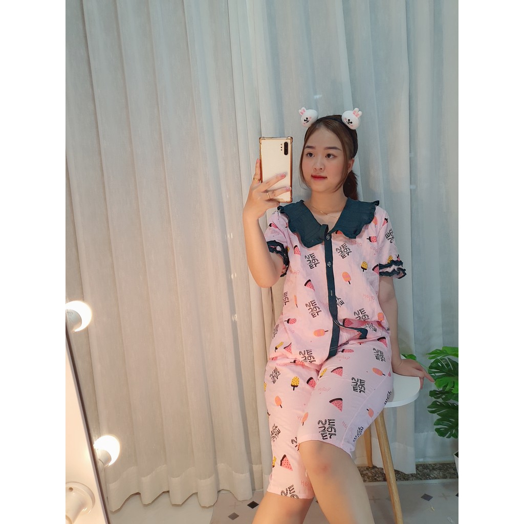 Đồ Bộ pijama Tơ Đũi Tiểu Thư In hình dễ thương - form LỬNG