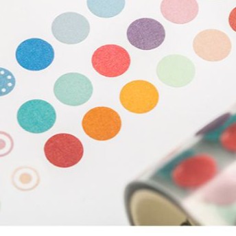 Băng Keo washi Họa Tiết Chấm Bi Nhiều Màu Sắc Dùng Trang Trí Sổ Tay