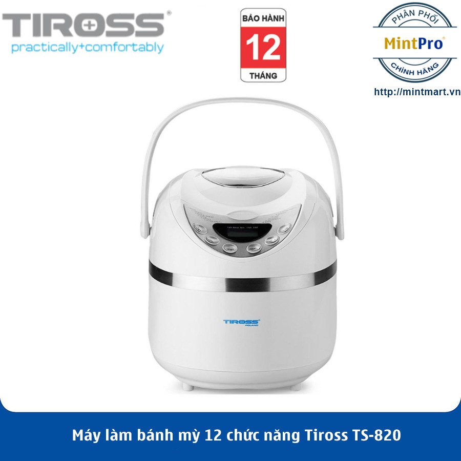 [ Ở ĐÂU RẺ HƠN HOÀN TIỀN ] Máy làm bánh mỳ 12 chức năng Tiross TS-820 - Hàng Chính Hãng