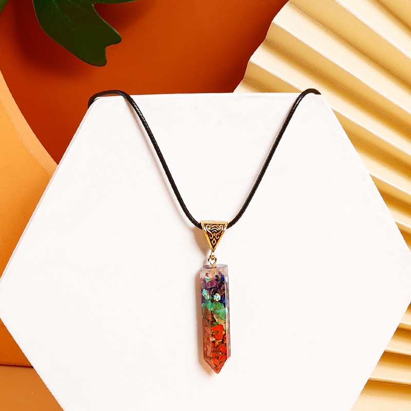 Vòng cổ Mặt Đá Pha Lê Lục Giác 7 Chakra Tự Nhiên Thời Trang Cho Nam Và Nữ