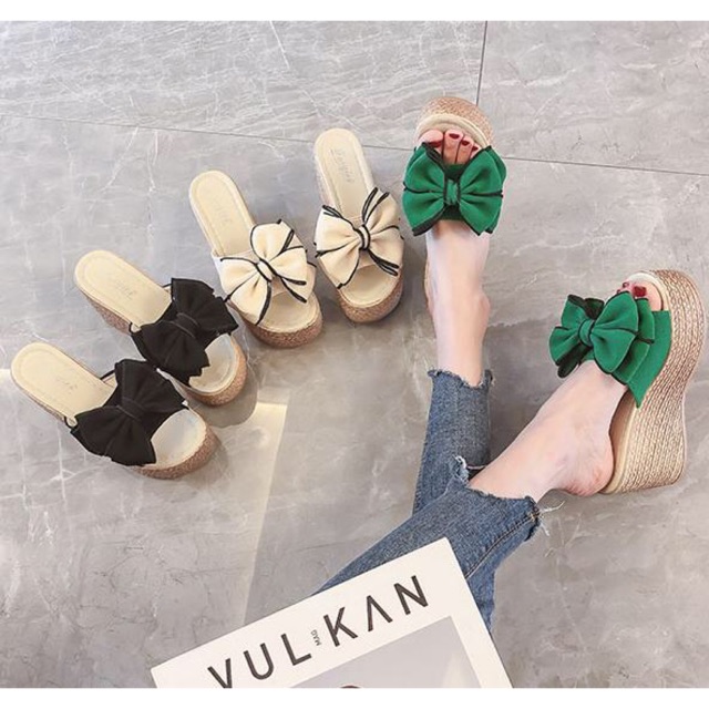 Dép nữ đế xuồng thiết kế thắt nơ xinh xắn, đáng yêu NV0403