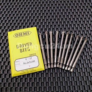 [ made in japan ] Mũi bắn vít OHMI V-17No.2x7x100Y Nhật Bản