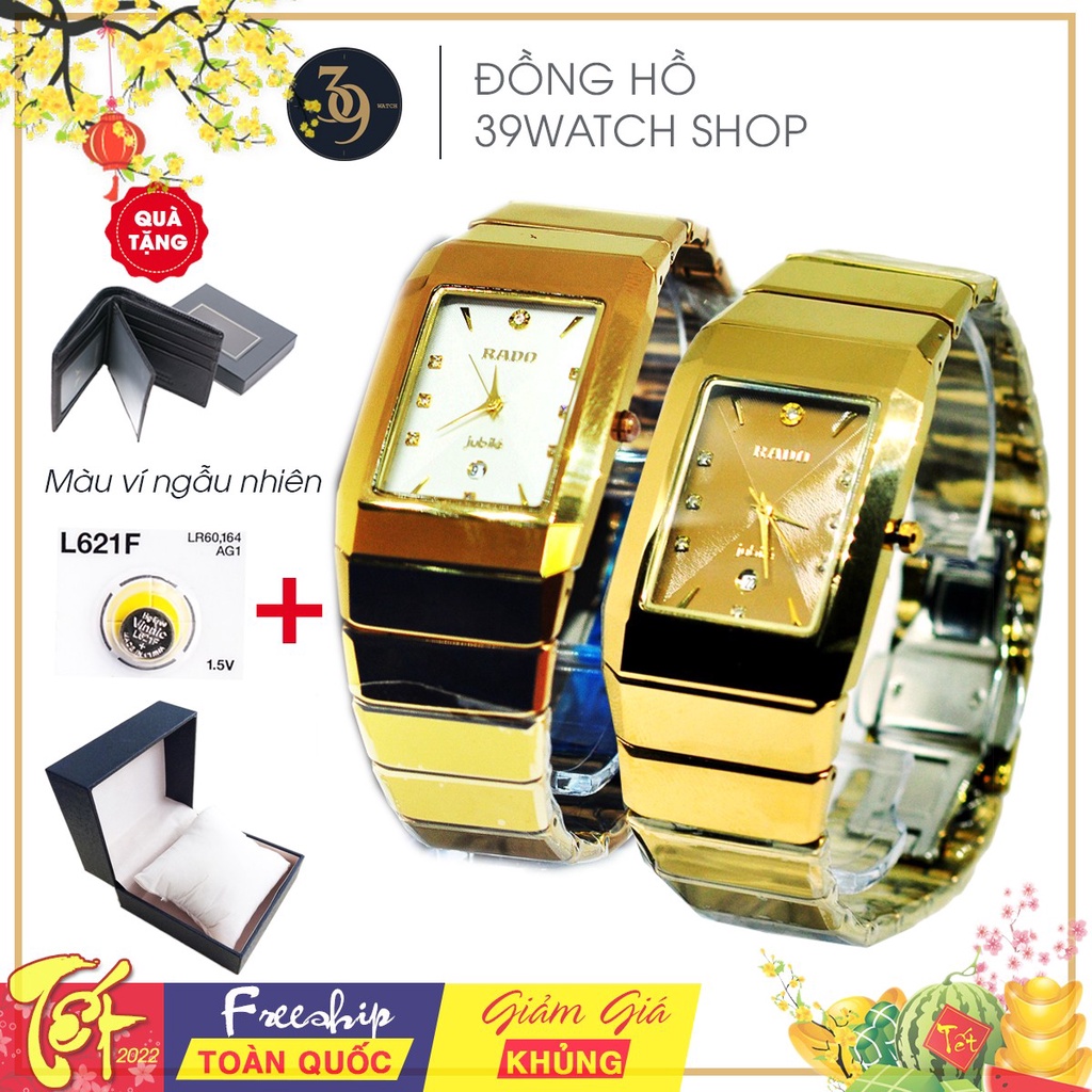 [TẶNG VÍ DA NAM] Đồng hồ Julibé nam RA02 NA màu vàng, chất liệu dây đá ceramic nguyên khối, mặt kính saphire