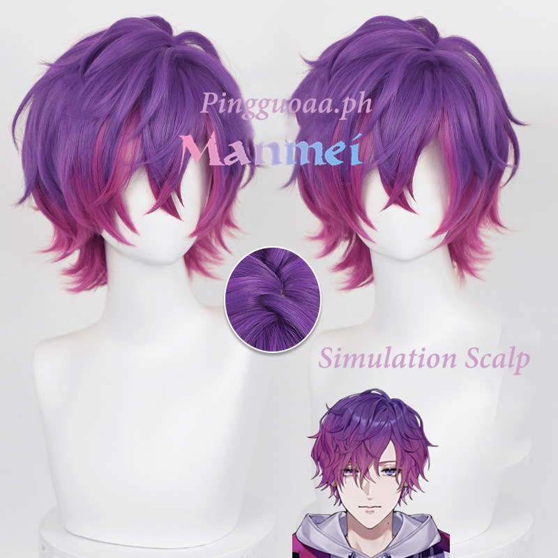 Manmei Vtuber Uki Violeta Cosplay Wig NOCTYX 30cm Short Hair Synthetic Heat Resistant Wigs