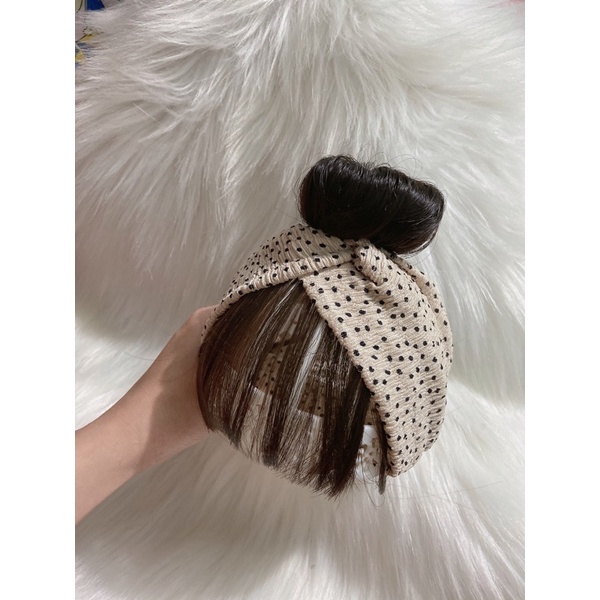 Turban tóc giả búi 1 chỏm cho bé
