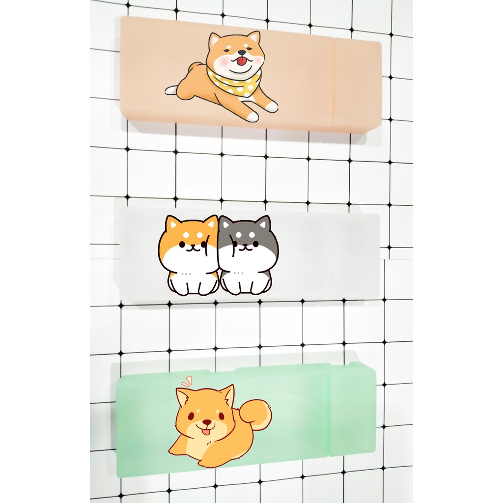 Hộp bút nhựa chó shiba HBNI15 hộp bút dễ thương 10x20 cm túi viết bóp viết