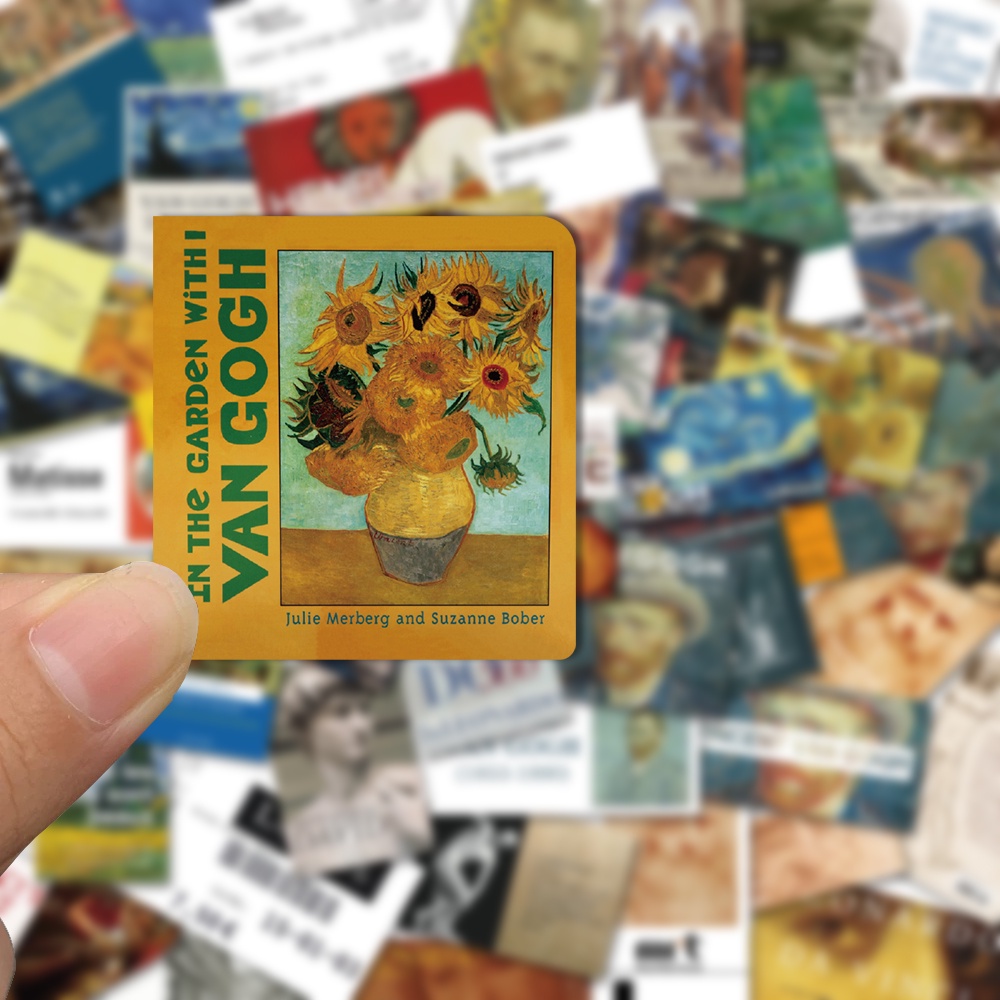 Set 50 miếng dán trang trí laptop hành lý in hình tranh vẽ nghệ thuật