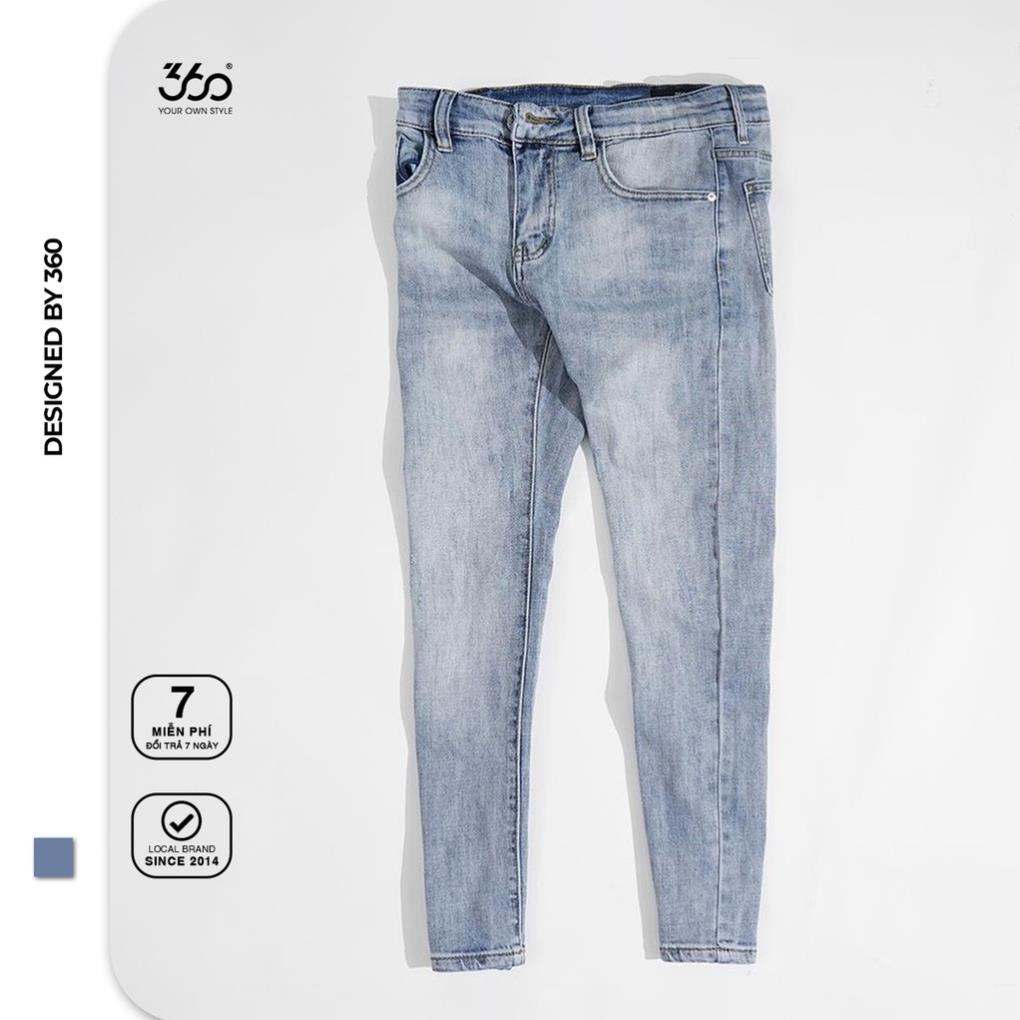 Quần jeans nam local brand 360 BOUTIQUE màu xanh denim - Made in Vietnam Đẹp
