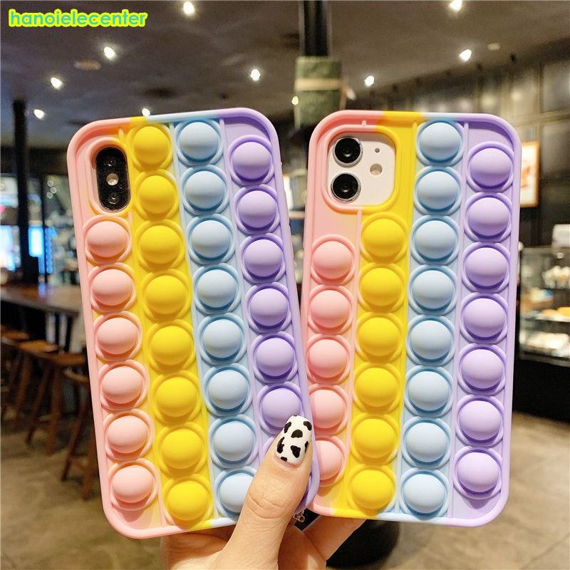 Pop It Push Bubble Fidget toy Ốp Lưng Tpu Mềm Chống Sốc Cho Ốp Lưng In Chữ It Cá Tính Cho iPhone 12 Pro Mini 11 XS Max XR 7 8 Plus