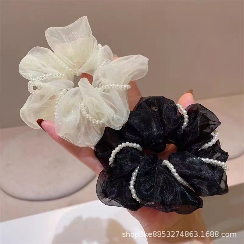 Dây Cột Tóc Co Giãn Đính Ngọc Trai Xinh Xắn Theo Phong Cách 2022