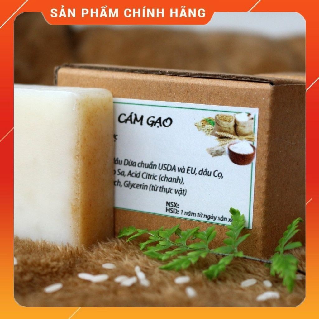 Xà Bông Cám Gạo Thiên Nhiên Sinh Dược (100gr)-Xà Phòng Làm Tẩy Da Chết Nhẹ, Sáng Da Tự Nhiên ( Tặng 1 Túi Lưới Tạo Bọt)