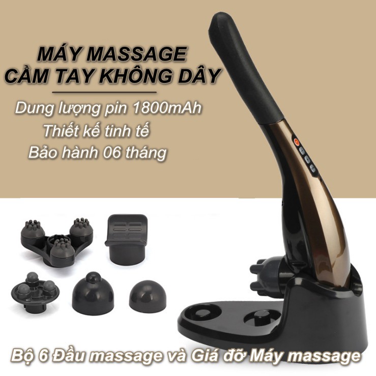 Máy massage cầm tay không dây 6 chi tiết 1800mAh - Home and Garden