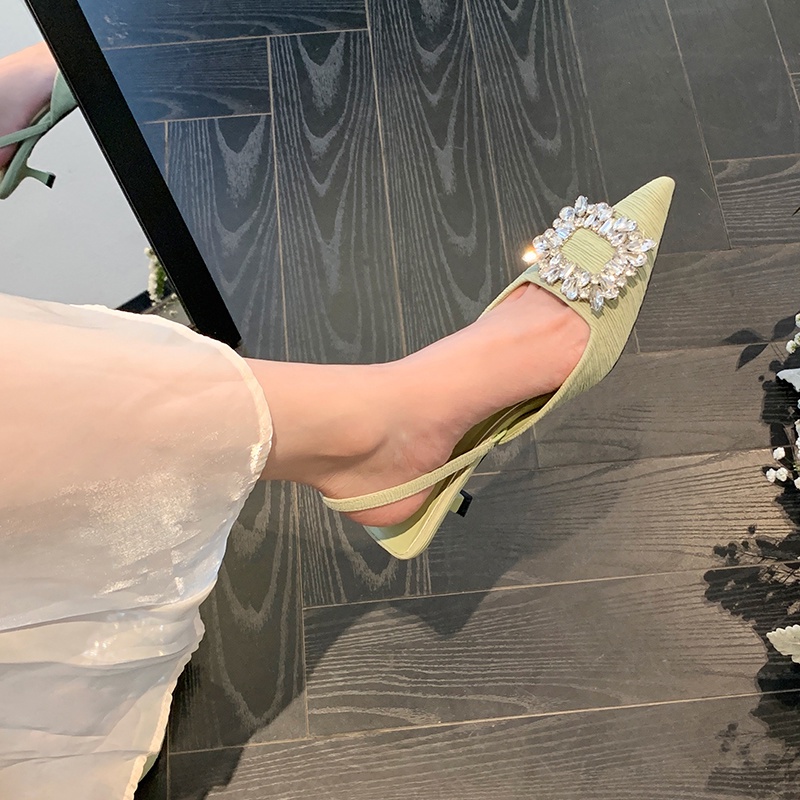 Giày Cao Gót Mũi Nhọn Đính Đá Thời Trang Mùa Hè 2022 Mới Cho Nữ