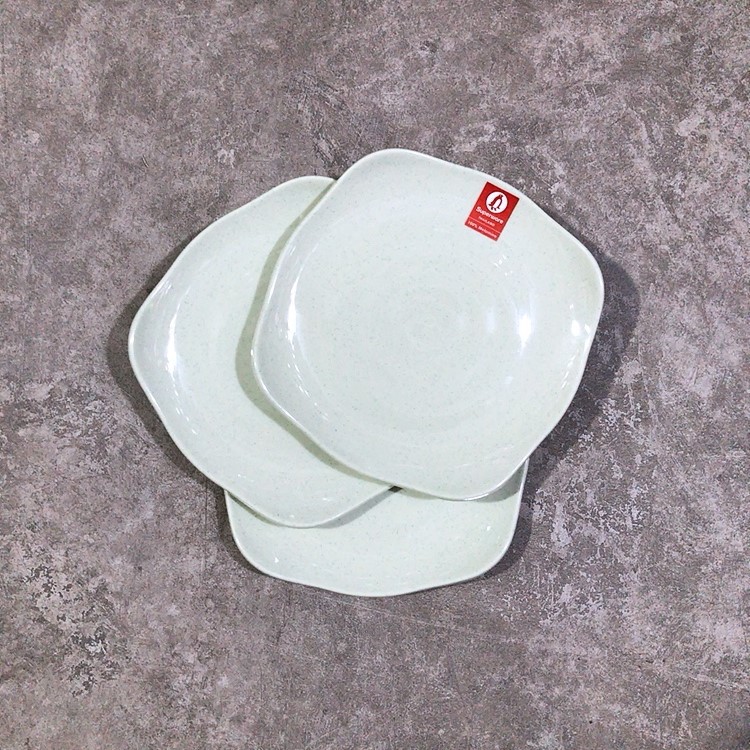 Đĩa Vuông Có Vân Nhựa Melamine Phíp Xanh Ngọc Nhiều Size Thương Hiệu Srithai