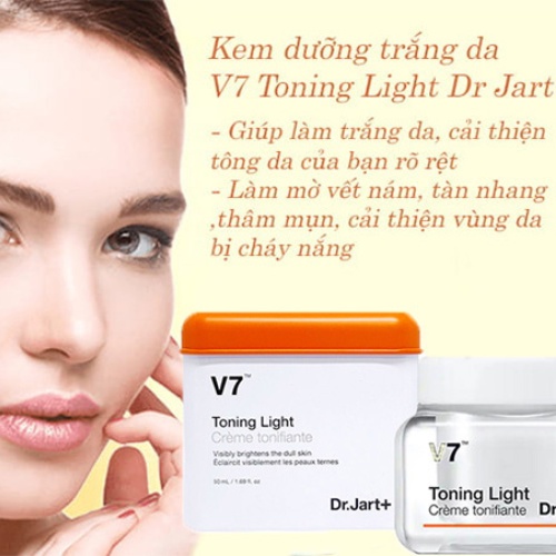 Kem V7 Toning Light Dr Jart, Dưỡng Trắng Hồng Bật Tone, Mini Size 10ml - Full Size 50ml [ Auth - Hàn Quốc ]