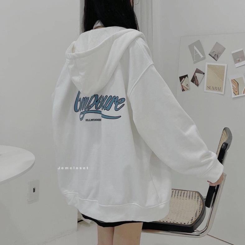 [SIÊU HOT] Áo Khoác Nữ Hoodie Zip Form Rộng Rubystore Áo Nỉ Nữ Khoá Kéo Có Mũ 2 Màu Đen Trắng Ulzzang Hot