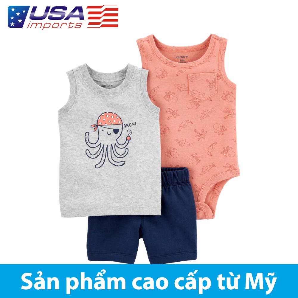 Set 3 món áo liền quần kèm quần short Car-tờ Auth Từ Mỹ (1I471610)