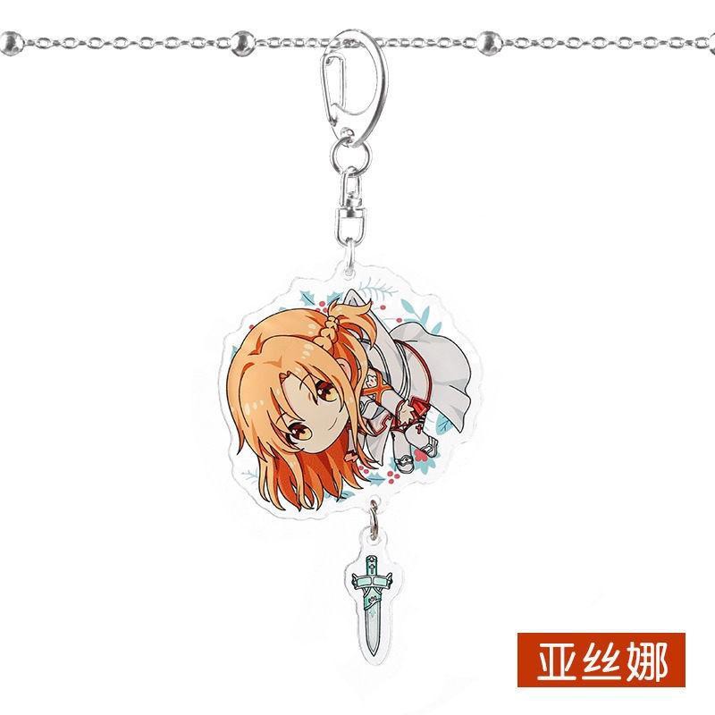 ( Mica trong acrylic) Móc khóa Sword Art Online Đao kiếm thần vực ver treo người in hình anime chibi