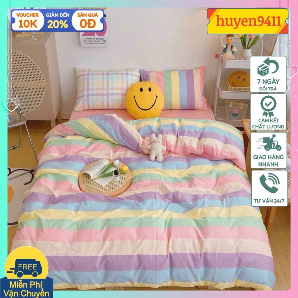 Ga bọc đệm 1m2x2m,1m6x2m bo chun xung quanh,vải mềm mịn-mẫu kẻ sắc màu