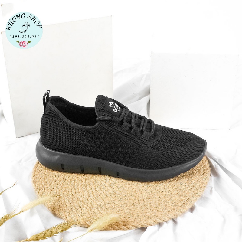 Giày Sneaker cổ chun đen Urban êm nhẹ nam nữ