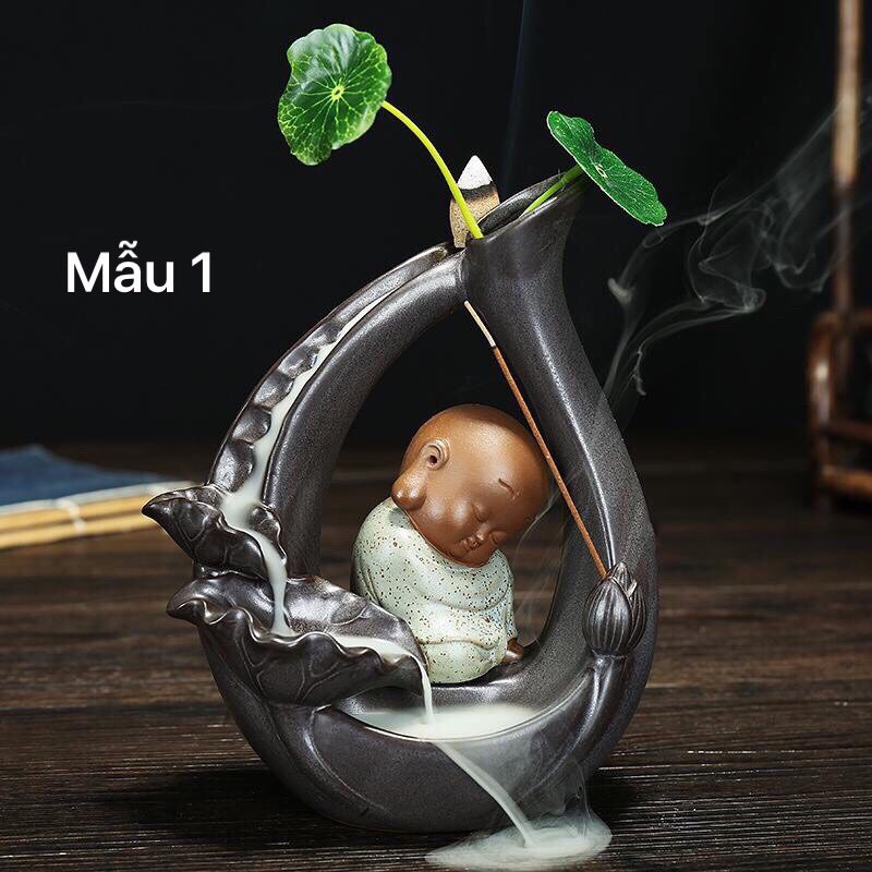 Thác khói trầm hương chú tiểu tặng 5 nụ