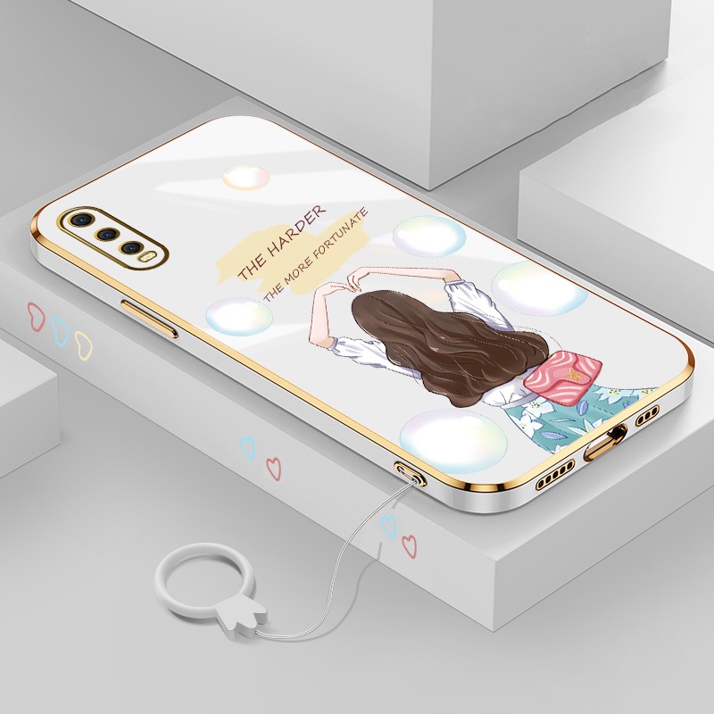 Ốp Điện Thoại silicone Mạ Thẳng Siêu Mỏng Họa Tiết Hoạt Hình Cho vivo y20i y12s y20s y20 y91 y91c s1 s1 pro