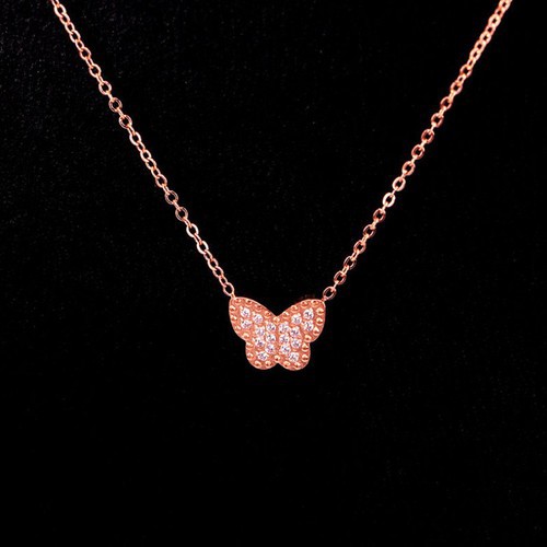 Dây Chuyền Titan Ko Đen Hình Bướm Đính Đá Nhân Tạo Nhỏ Xinh TT 2799