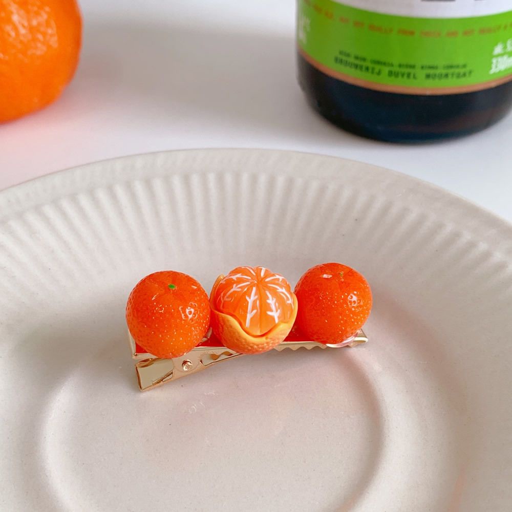 Kẹp tóc hình quả cam nhỏ xinh xắn thiết kế thời trang dành cho nữ