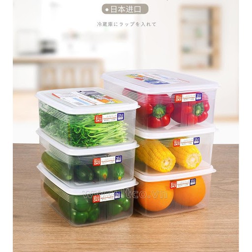 HỘP NHỰA ĐỰNG THỰC PHẨM 2 LÍT NAKAYA - HÀNG NỘI ĐỊA NHẬT, sử dụng được trong lò vi sóng và tủ đông, làm từ nhựa PP số 5