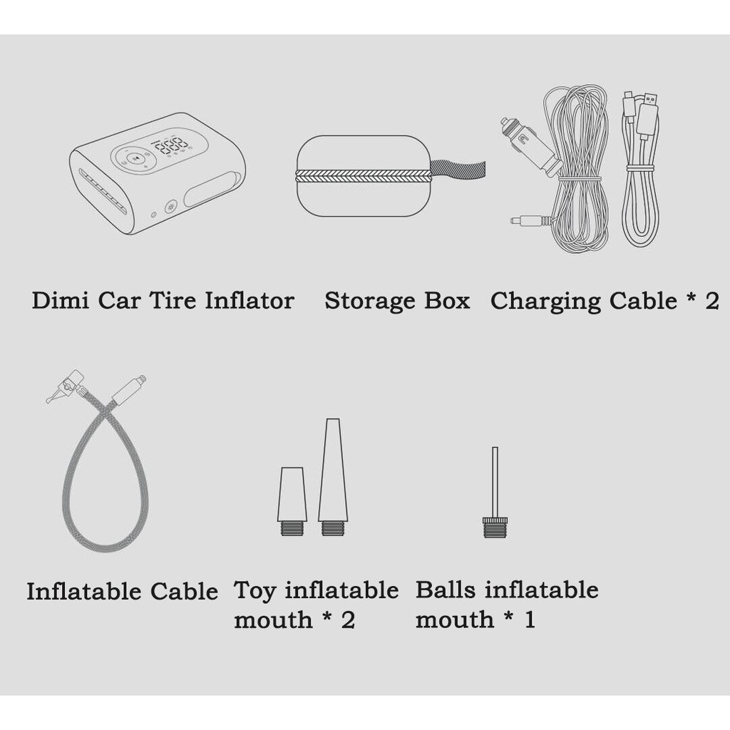 Bơm lốp xe di động có pin DIMI BPMI01E (hàng Xiaomi Youpin bán)