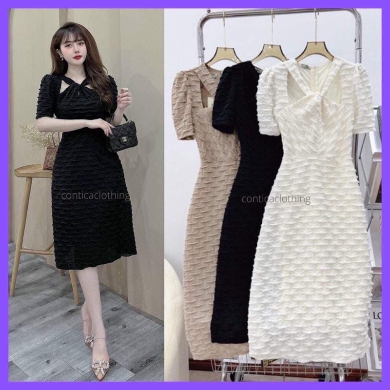 Đầm xoắn ngực xoắn nước bigsize