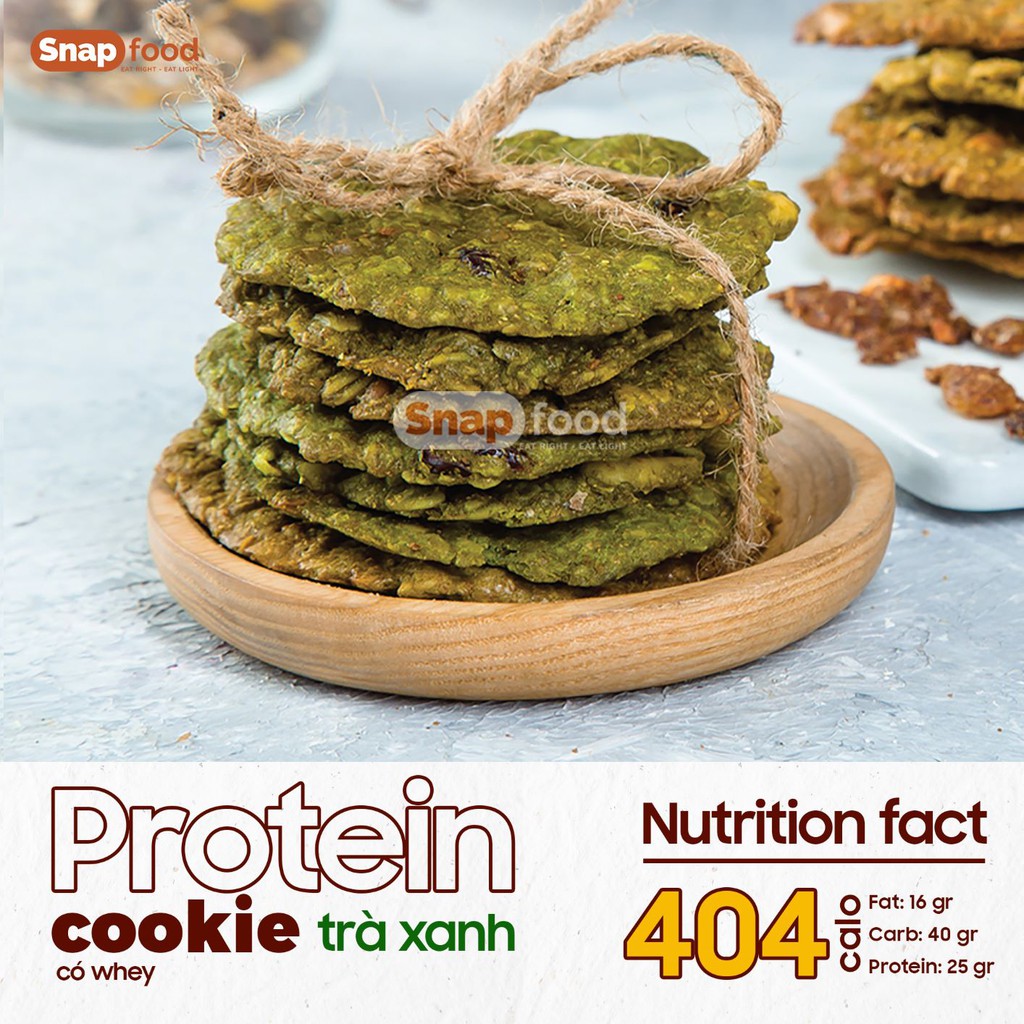 [SNAP005 giảm giá 19%] Bánh quy GIẢM CÂN - Protein cookies có whey vị matcha (300gr)