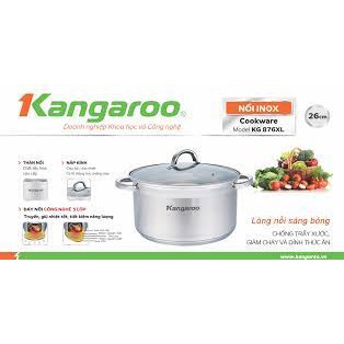 Nồi lẻ inox vung kính size 26cm cao cấp 5 lớp Kangaroo KG876XL