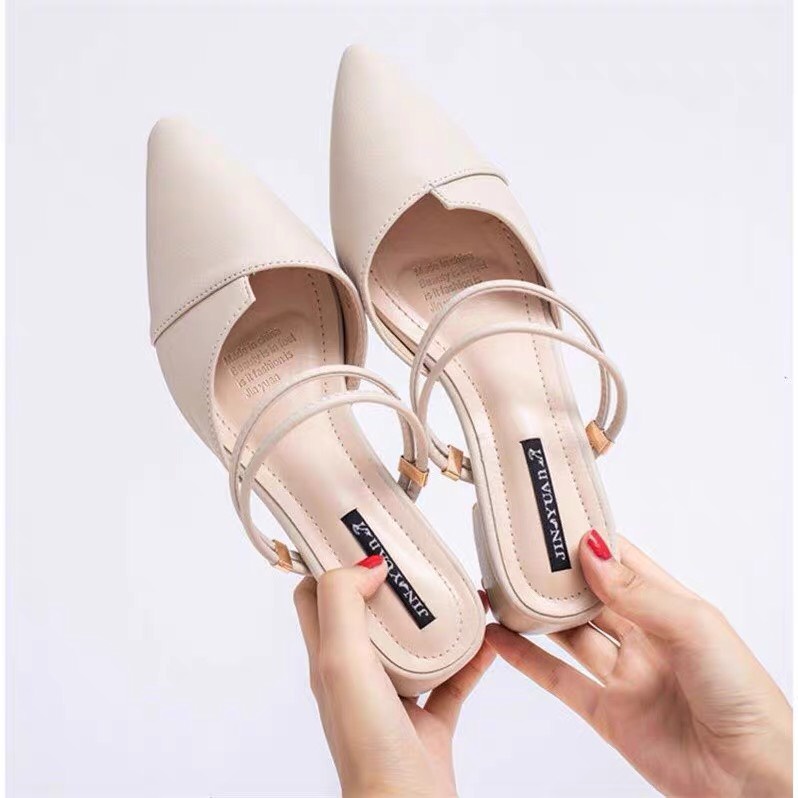 Sục nữ cao gót cao 2cm gót vuông da mềm Hàng Chuẩn Size