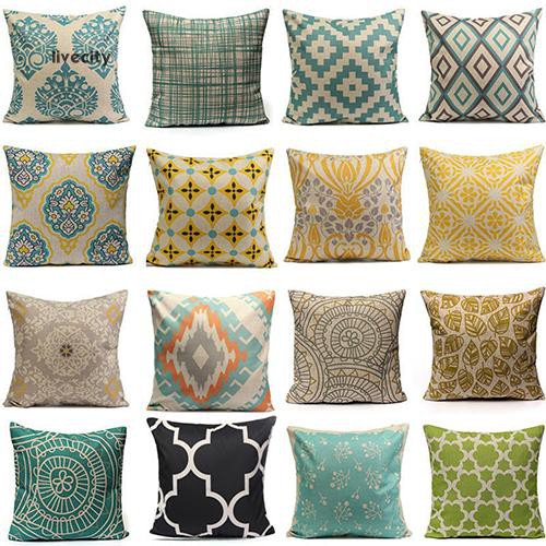 Vỏ gối vuông bằng vải cotton họa tiết cổ điển