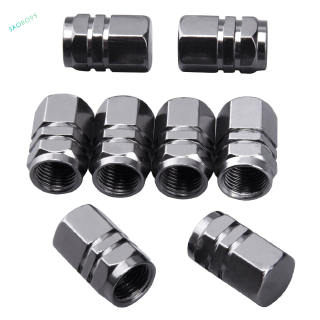 Bộ 8 Nắp Van Lốp Xe Ô Tô Hình Lục Giác Bằng Titan Xám