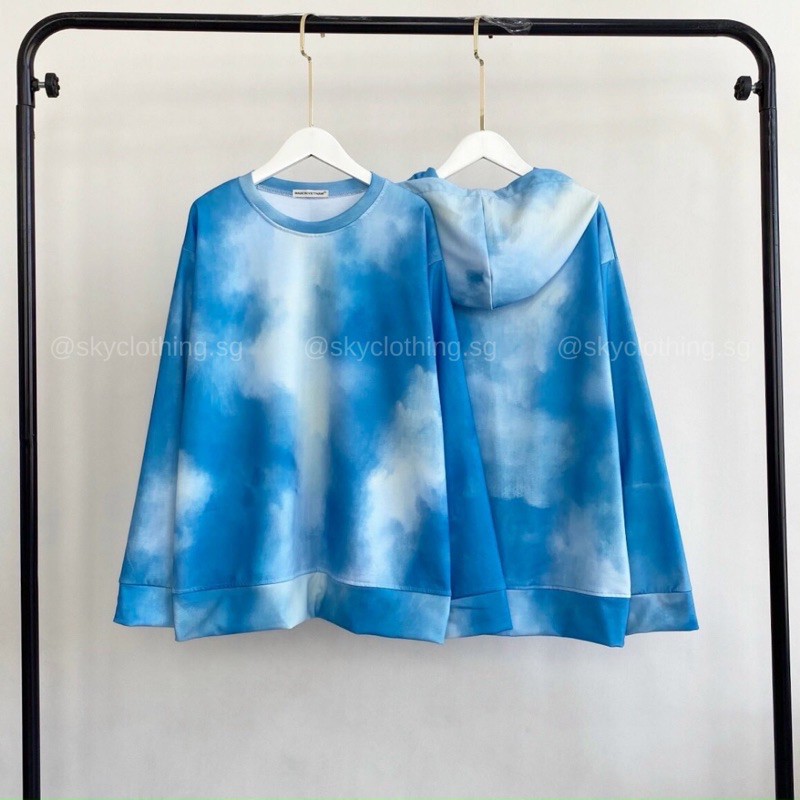 SWEATER HOODIE TIE DYE - ÁO NỈ LOANG MÀU BLUE MÂY