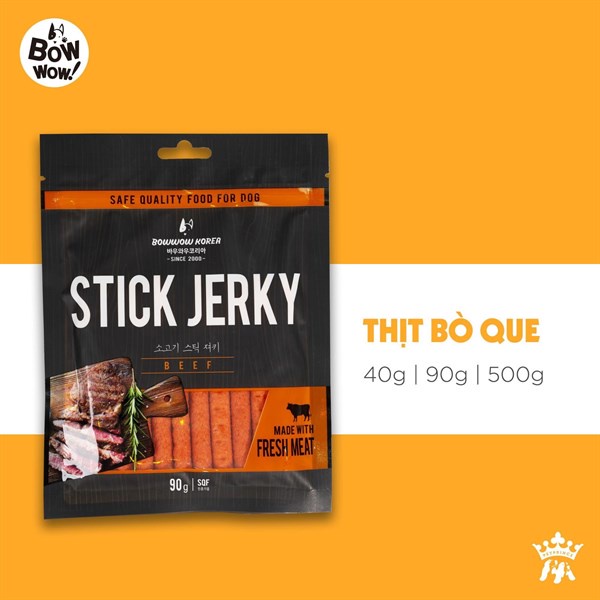 BowWow Stick Jerky_Thịt Bò Que Snack Cho Chó 90g