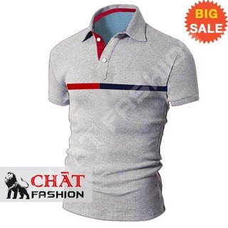 Áo Thun Nam 🆓FREESHIP🆓 Ngắn Tay Sọc Ngực Thun Cá Sấu Pha Cotton Cổ Bẻ 5 Màu 4 Size - PS0006