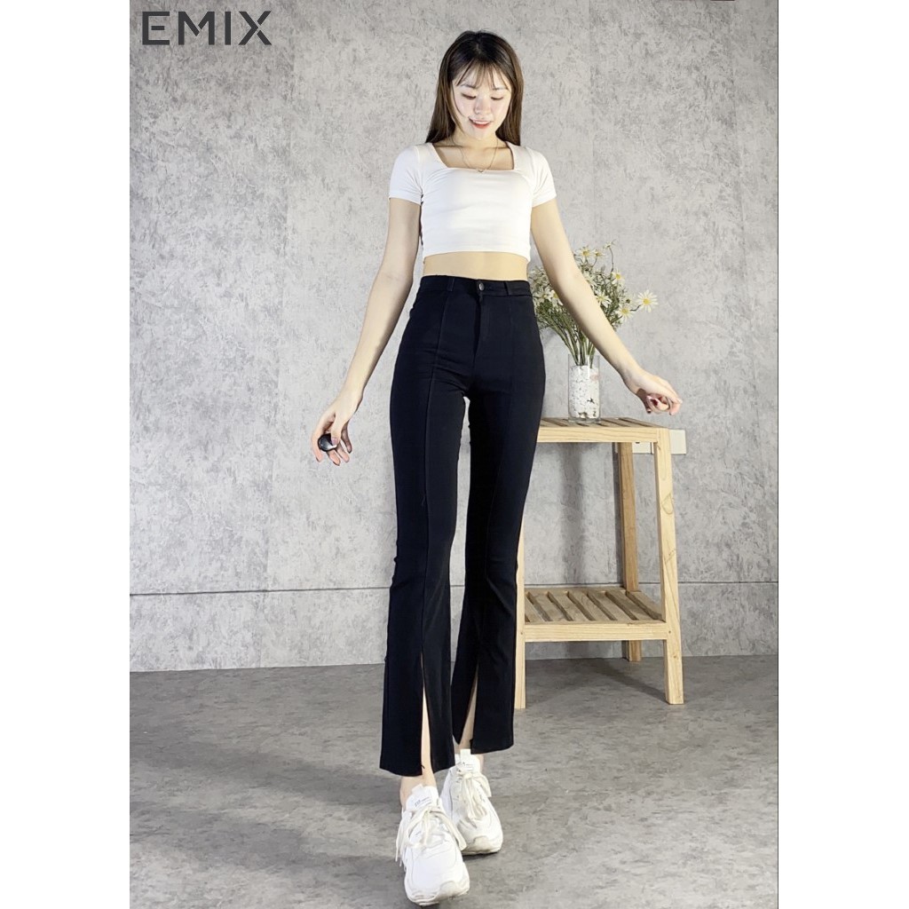 Quần Jeans Đen Ống Loe Ống xẻ | BigBuy360 - bigbuy360.vn