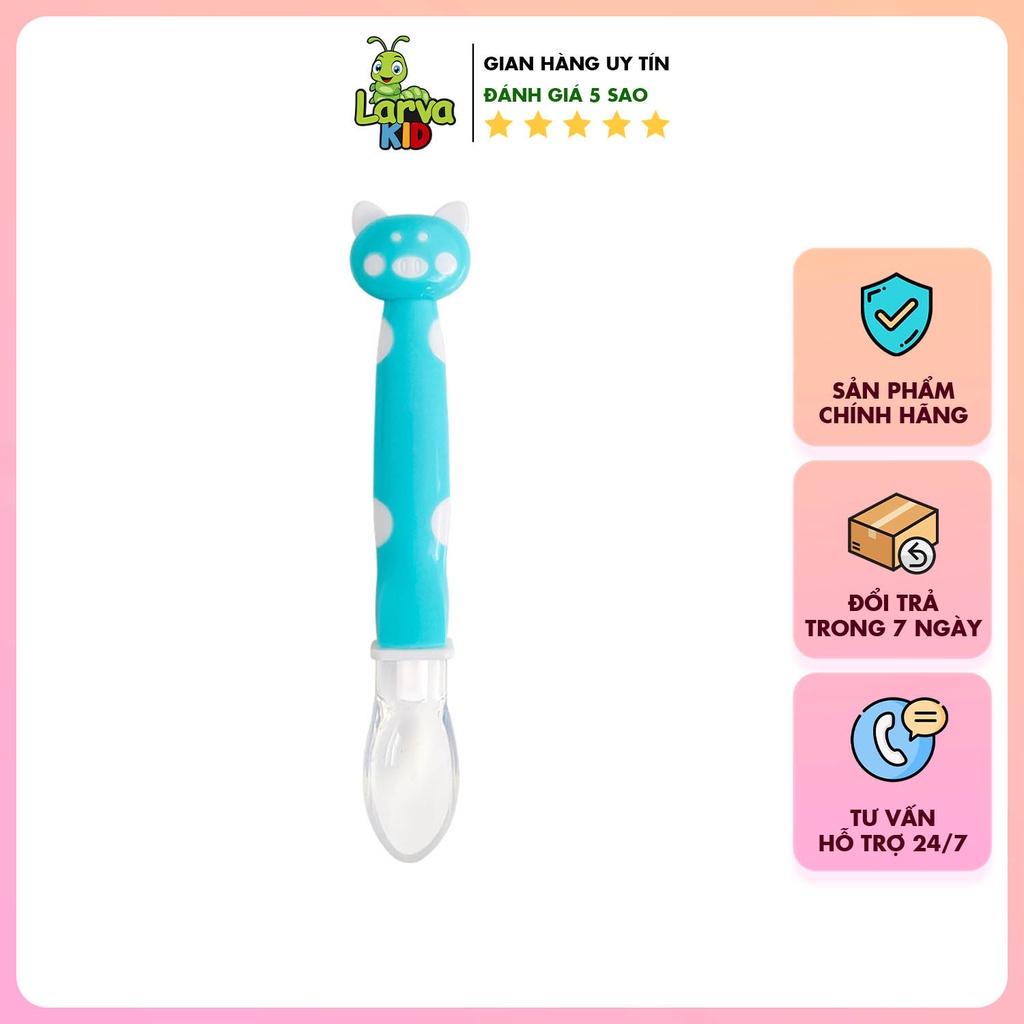 Thìa silicon ăn dặm tập xúc cho bé hình con mèo dễ thương, muỗng ăn dặm cho bé - LARVA KID