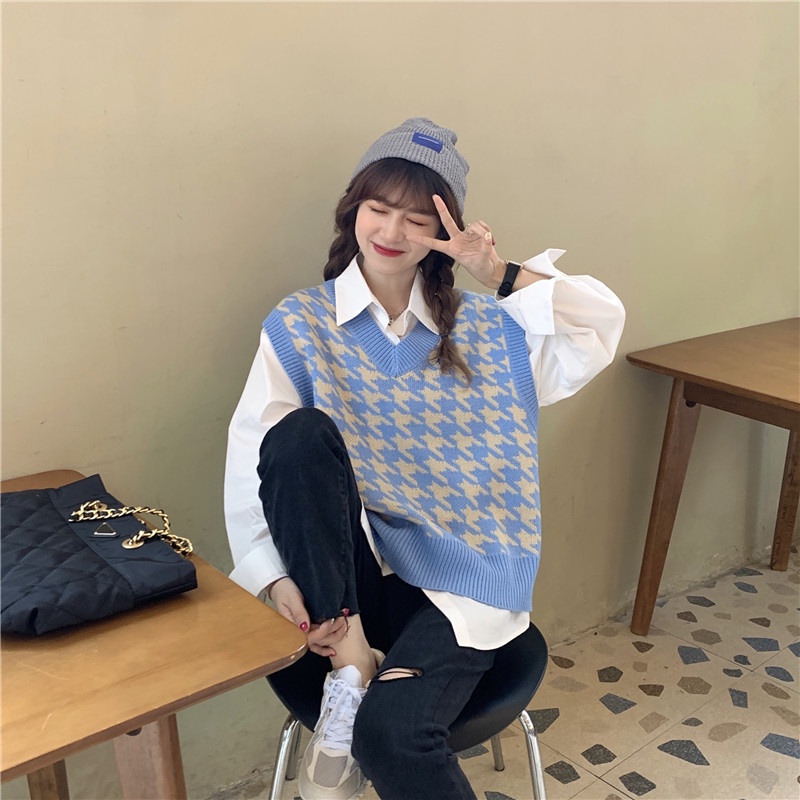 Áo len NZN không tay dáng rộng thiết kế thời trang theo phong cách Hàn Quốc dành cho nữ