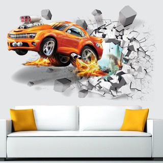 Miếng dán tường hình quả bóng đá phát lửa 3D