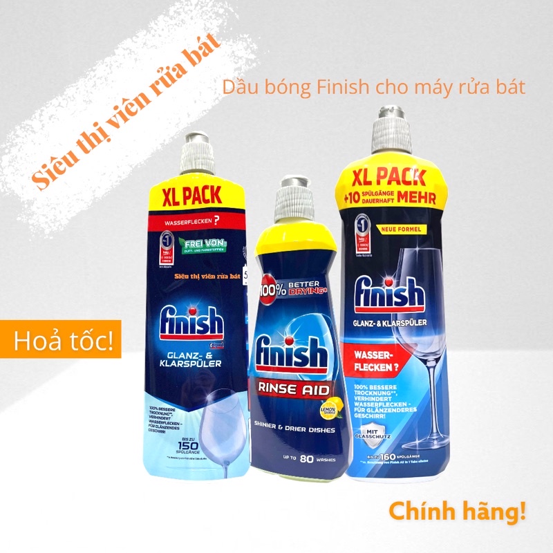 Dầu bóng Finish [chất trợ xả, nước làm bóng cho máy rửa bát]